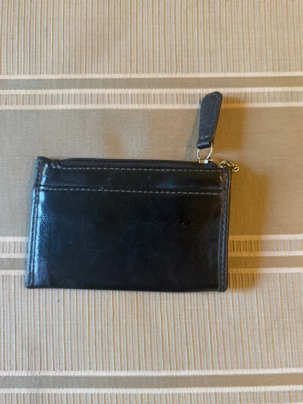 Coach Black Patented Leather Key Pouch with Ring